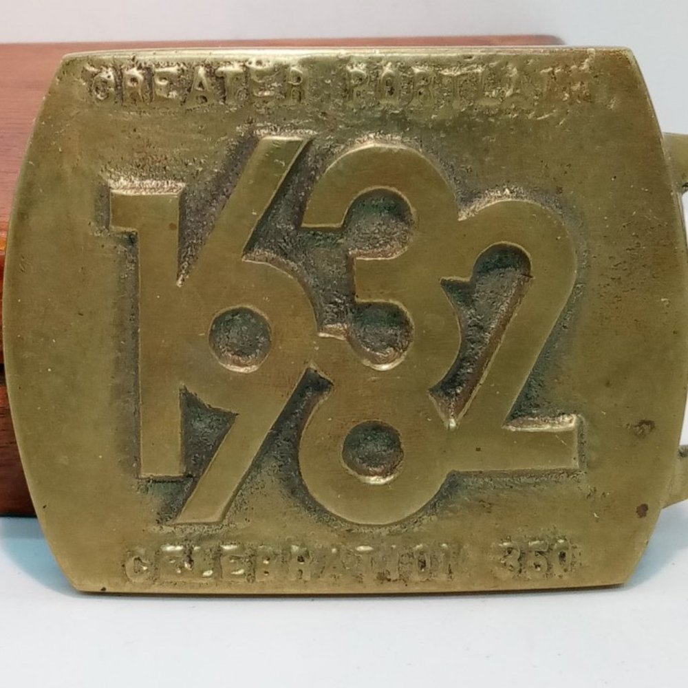 Shinglemans Brass Works Greater Portland 1632 -1982 Celebration Belt Buckle